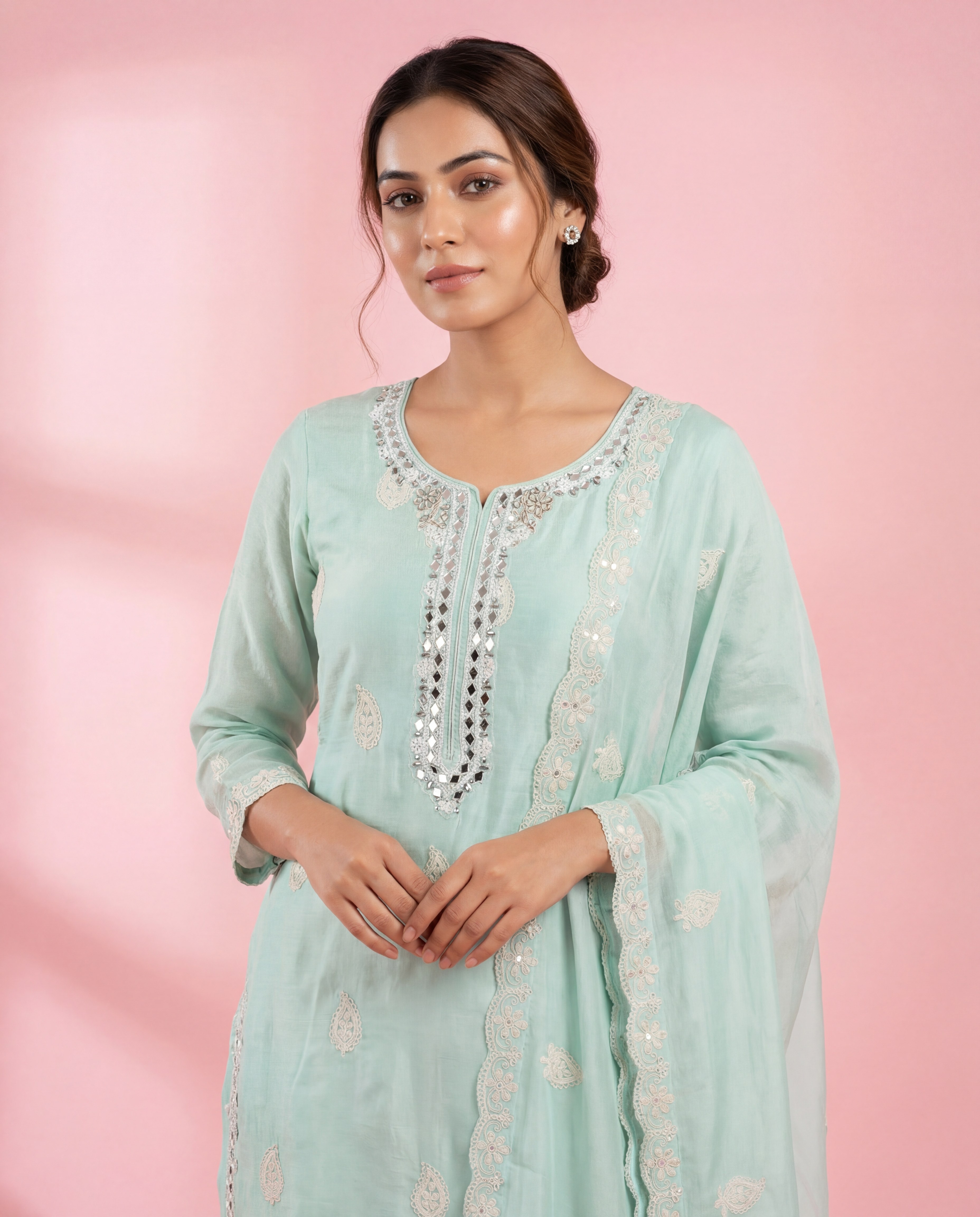 Mint Green Embroidered Kurta Set