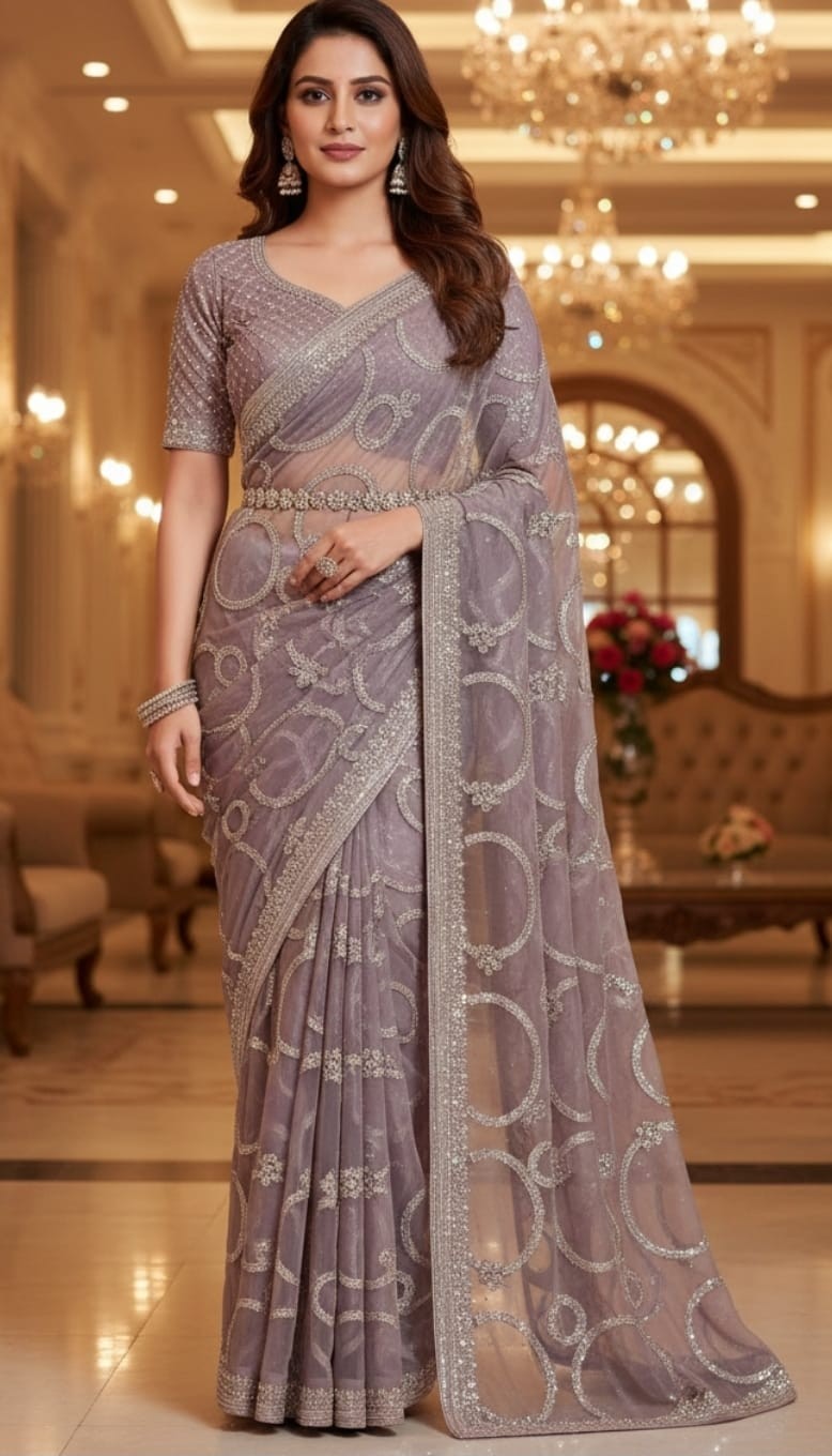 Stone Work Net Saree
