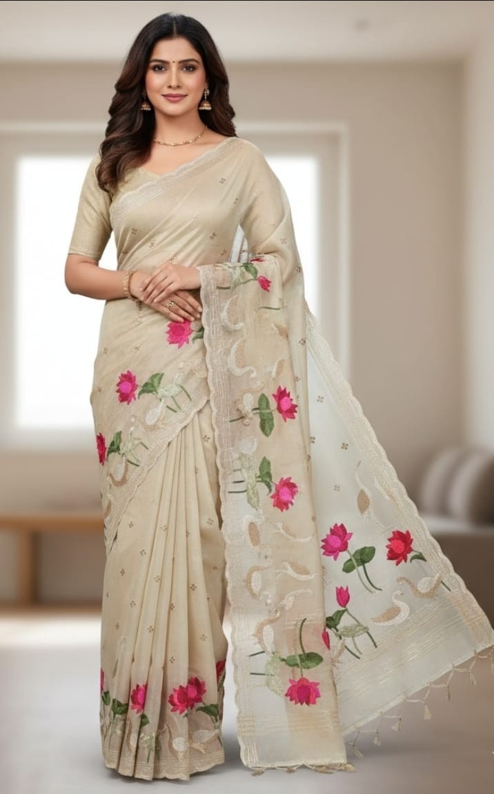 Tissue Thread Work Saree